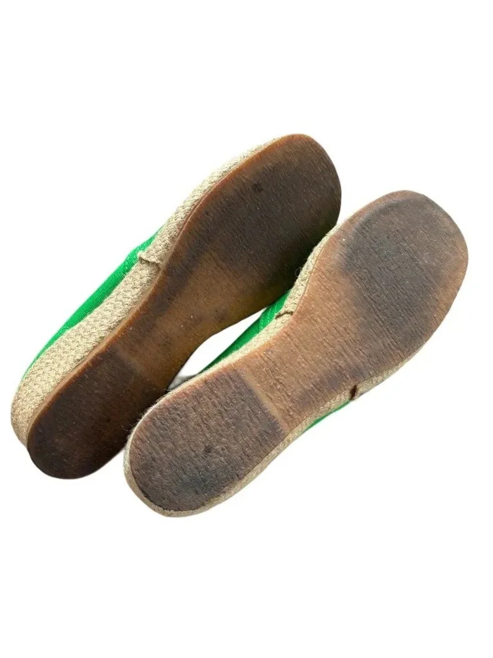 VTG SEARS Slip On Platform Wedge Espadrilles in Kelly Green  60s 70s  SZ 8.5